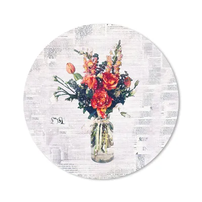 Produktbild von MuchoWow® Mauspad Mousepad Vase - Blumen - Zeitungspapier 20x20 cm - Mousepads - Maus Mat - Pad - Mausunterlage - Schreibtischmatte