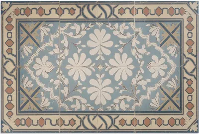 Produktbild von Geometrische florale Muster im Retrostil – Vinylteppich – 100x150 cm – Outdoor Teppich – Terrasse – Wetterfest – Modern