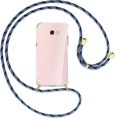 Produktbild von Handykette Backcover-Schutzhülle mit Band (Metall goldfarben) für Samsung Galaxy A7 2017 - Blautöne