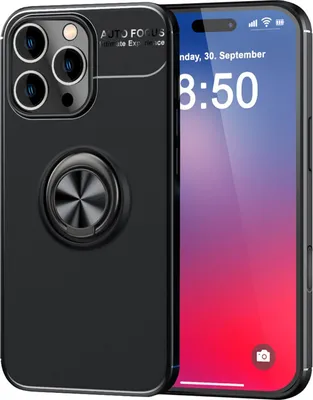 Produktbild von NALIA Ringhülle für iPhone 16 Pro Max – Ring-Ständer 360° & für Magnet-Halter – GRIP360 (Mattiertes Silikon Case) – Marke aus Berlin – Schwarz