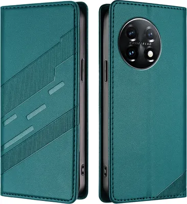 Image de Etui pour OnePlus 11, étui portefeuille en cuirPolyuréthaneavec fente pour cartes et fonction stand Grün