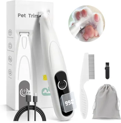 Produktbild von Pfotentrimmer, Tierhaarschneider, Kabellos Haustier Rasierer, Hundeschermaschine, Hundepfotentrimmer, Leise, für Pfoten, Ohren, Gesicht, Augen
