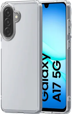 A clear protective case for a Samsung Galaxy A17 5G phone is shown.