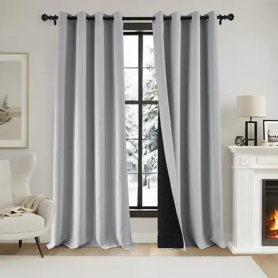 Zdjęcie produktu dla Zestaw 2 zasłon termoizolacyjnych, wysokość 220 cm, szerokość 140 cm, kolor srebrnoszary