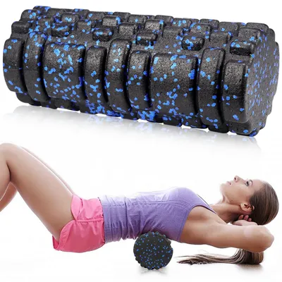 Productafbeelding van Schuimmassagerol met 3D-textuurmassage, 32,5 x 13,5 cm, zwart