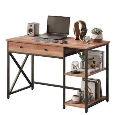 Obrázok produktu pre Štýlový počítačový stôl v štýle loft a industrial (rustikálna hnedá), 120 cm