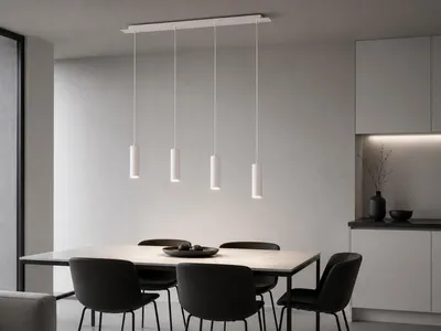Produktbild von Moderne Pendelleuchte 4-flammig Metall Weiß matt, Breite 75cm inkl. GU10 LED
