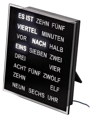 Produktbild von AMS T1232 Tischuhr mit LED-Wortuhr und Kunststoffgehäuse