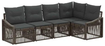 Produktbild von vidaXL Gartensofa-set 5 stk. Grau Poly-Rattan
