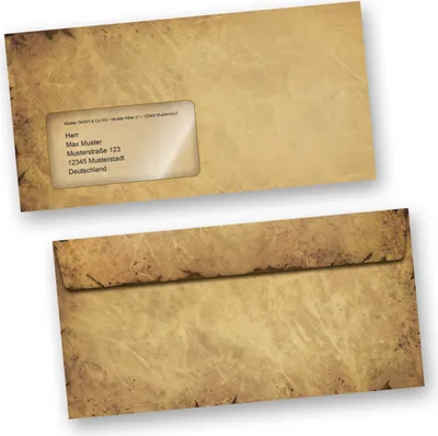 Produktbild von Briefumschläge CASANOVA (100 Stück m.F.) DIN lang mit Fenster altes Papier