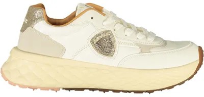 Produktbild von Eleganter beiger Damensneaker mit goldenen Akzenten und Strass