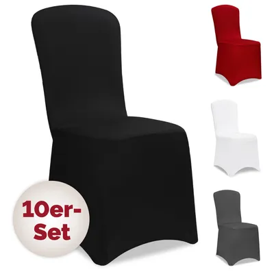 Produktbild von DETEX® Stuhlhussen 10er Pack Stretch Stuhlbezüge Stuhl Hussen Bezug Überwurf Set Hochzeit Party Weihnachten , Farbe:anthrazit