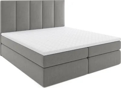 Produktbild von MR GROUP Boxspringbett mit Bettkasten LATINA 120x200cm, H3 geflechtes Stoff Polsterbett mit Matratze, Topper Doppelbett Bett für Schlafzimmer hellgrau