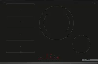 Produktbild von Bosch Serie 6 PXE831HC1E, Schwarz, Integriert, 80.2 cm, Zonen-Induktionskochfeld, Glaskeramik, 3 Zone(n)