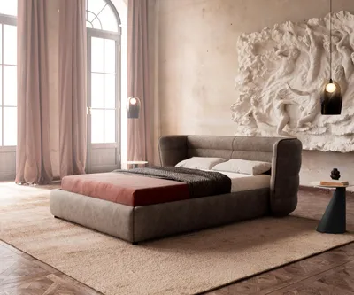 Produktbild von DELIFE Polsterbettgestell Simea 140x200 cm Mikrofaser Taupe Vintage