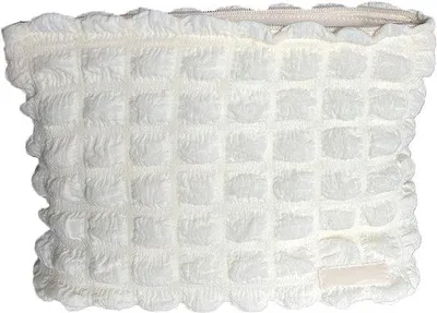 Image de Trousse de voyage en seersucker, trousse de voyage multifonctionnelle, Bubbles Beige, trousse de voyage en velours côtelé, trousse de maquillage portable