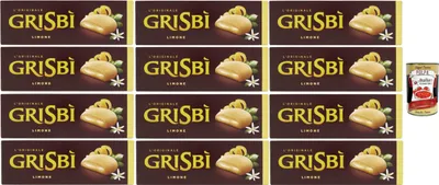 Produktbild von Grisbì Limone – Gefüllte Kekse mit Zitronencreme, italienisches Gebäck, 12 x 135 g – knusprig außen, cremig innen – von Matilde Vicenzi + Italian Gourmet polpa 400g