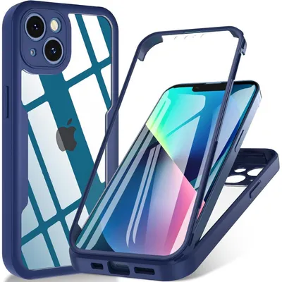 Image de Coque de protection pour iPhone 13 (6,1 pouces) avec protection d'écran, couleur bleue