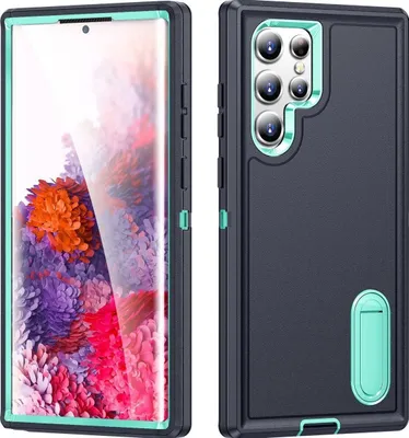 Produktbild von Mobigear Rugged Stand  Samsung Galaxy S23 Ultra Hülle Hardcase Backcover Stoßfest mit Ständer - Dunkelblau