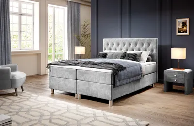 Produktbild von Boxspringbett 180x200 RAQUEL 1 - hellgrau