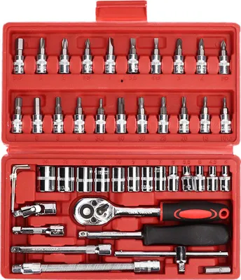 Obrázek produktu pro 46 ks/sada nástrčných klíčů 1/4in Drive Ratchet Metrické garážové nářadí na opravy aut