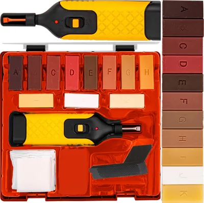Produktbild von Holz Reparatur Set Laminat Parkett Reparaturset 19-teilig 11 Wachs Holzmöbeln Möbel Auffüllen Schrammen Kratzern Flecken Hartwachsstangen Retoo