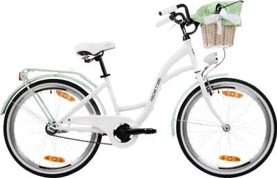 Produktbild von Goetze Style 24 Zoll Kinder Citybike, 14 Zoll Tiefeinsteigerrahmen, 1-Gang, Rücktritt, V-Bremse, LED, Rattankorb