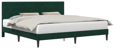Obrázok produktu pre vidaXL Rám postele s čelom Tmavozelená 200 x 200 cm Zamat