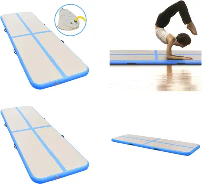 Immagine prodotto di vidaXL Tappetino da ginnastica gonfiabile con pompa 300x100x10 cm PVC Blu - Tappetino da ginnastica - Tappetino da ginnastica Yoga - Tappetini da ginnastica Yoga