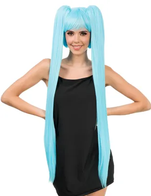 Produktbild von Cosplay-Perücke "Luxe" mit langen blauen Zöpfen für Erwachsene - Einheitsgröße