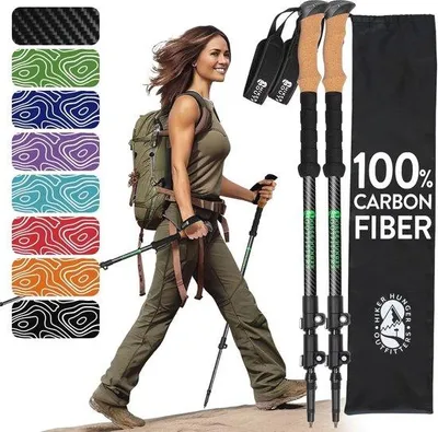 Produktbild von Famanu Trekkingstöcke Ultralight Faltbar - Ideal für Wandern und Backpacking - Set von 2 mit Tragetasche