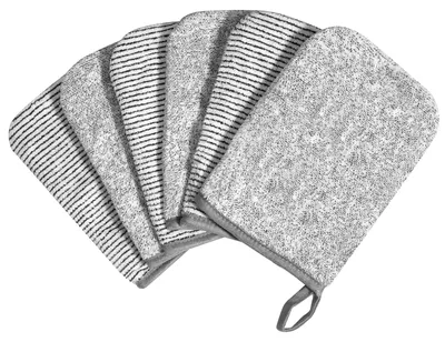 Productafbeelding van Set van 6 washandjes van korrelvlees, 13x20 cm, zacht en herbruikbaar