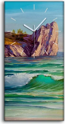 Produktbild von Dekor Leinwand Uhr Wandbilder 30x60 Gemälde Küste Ozean Meer Wellen Natur - weiße Hände
