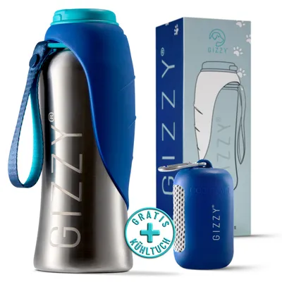 Produktbild von GIZZY® Hundetrinkflasche 800 ml für unterwegs - auslaufsicher & robust aus Edelstahl, inkl. - weichem Hundehandtuch - Trinkflasche Hund