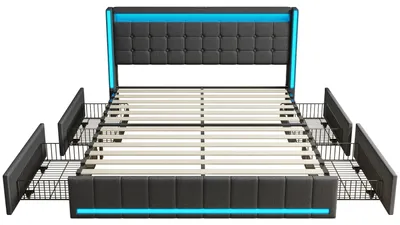 Immagine prodotto di Letto con contenitore - Letto con spazio contenitore - Letto con cassetto - Letto con porta USB - Letto con presa di corrente - Illuminazione a LED