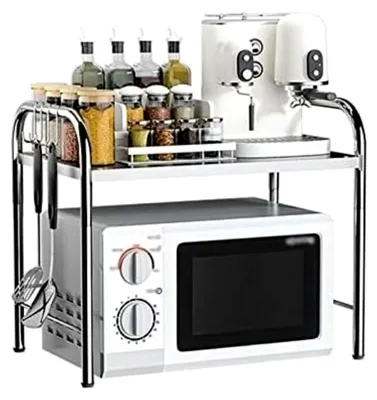Produktbild von Mikrowellenregal aus Edelstahl, 2 Etagen, Aufbewahrungsregal für die Küche