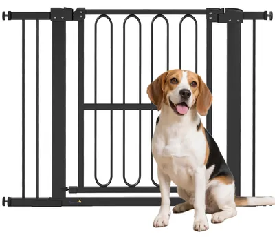 Image de Barrière de sécurité pour chiens PawHut, 76-104 cm, verrouillable, en acier, pour escaliers