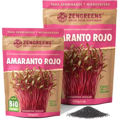 Imagen del producto de ZenGreens® Semillas Eco para Germinar Amaranto Rojo 200 g – Brotes y Microgreens
