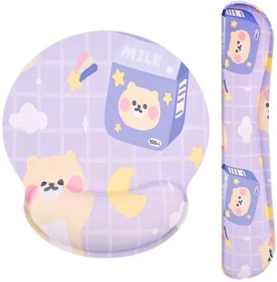 Image de Tapis de souris Unyqoos® avec repose-poignet ergonomique, coussin en gel résistant à l'eau et en mousse à mémoire de forme, antidérapant, dimensions : 24,9 x 22,9 cm + repose-poignet pour clavier, dimensions : 43,7 x 8,4 cm