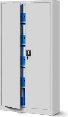 Produktbild von 3er Set Aktenschrank C001 Metallschrank Stahlschrank Werkzeugschrank Büroschrank Lagerschrank Universalschrank Pulverbeschichtung Flügeltüren 185 cm x 90 cm x 40 cm Farbe: Grau/Grau