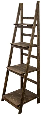 Produktbild von Regal Leiterregal Holz Wandregal Bücherregal für Küche Wohnzimmer Badezimmer Bilderrahmen Modern 4 x Ablagen für Deko Bilderrahmen Pflanzen in Braun Kingpower