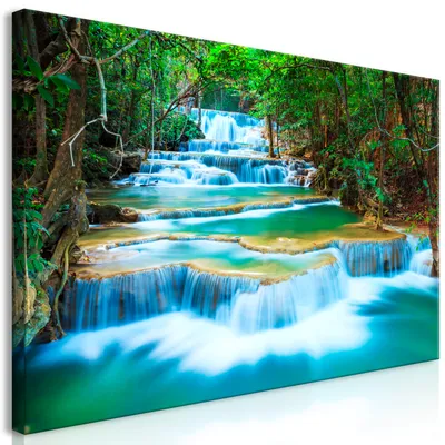 Produktbild von Wandbild Mega XXXL Wasserfall 250x125 cm Einteiliger XXL-Format Kunstdruck zur Selbstmontage Leinwandbilder moderne Bilder DIY Wanddekoration Wohnung Deko Natur c-B-0160-ak-e