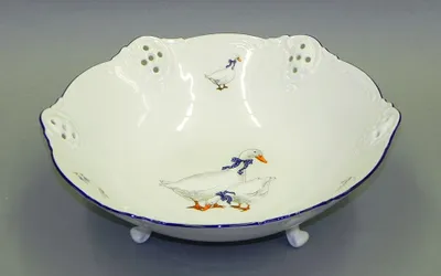 Zdjęcie produktu dla Miska na nóżce 23 cm, gęś, czeska porcelana, Leander