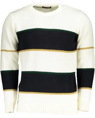 Produktbild von Eleganter Herrenpullover: Weiß, Langarm, Rundhals, Kontrastdetails