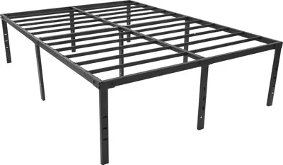 Obrázek produktu pro Kovový rám postele ze železa - 135×189 cm - Nosnost 500 kg - Výška 45,7 cm - Nutná montáž - Bez úložného prostoru - Černá barva