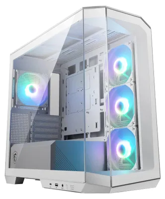 Zdjęcie produktu dla Obudowa komputerowa MSI MAG PANO M100L PZ, biała, format Micro-ATX - kompatybilna z płytami głównymi Micro-ATX, wsparcie dla kart graficznych