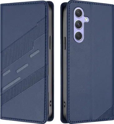 Produktbild von Hülle für Samsung Galaxy A55 5G, Kunstleder Brieftaschen Handyhülle mit Kartenfach und Standfunktion Blau