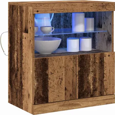Zdjęcie produktu dla vidaXL Kredens LED brązowy 60,5 x 37 x 67 cm materiał drewnopochodny