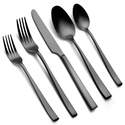 60-teiliges Besteckset Schwarz Matt für 12 Personen
