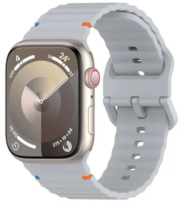 Produktbild von By Qubix Wave Sportband - Grau - Geeignet für Apple Watch 44 mm / 45 mm / 46 mm / 49 mm